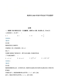 湖南省株洲市2020年中考數(shù)學(xué)真題（解析版）