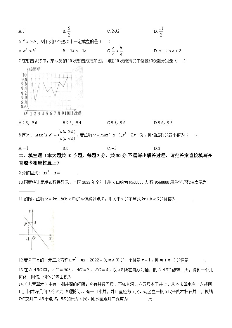 2023年江苏省宿迁市中考二模数学试题(含答案)02