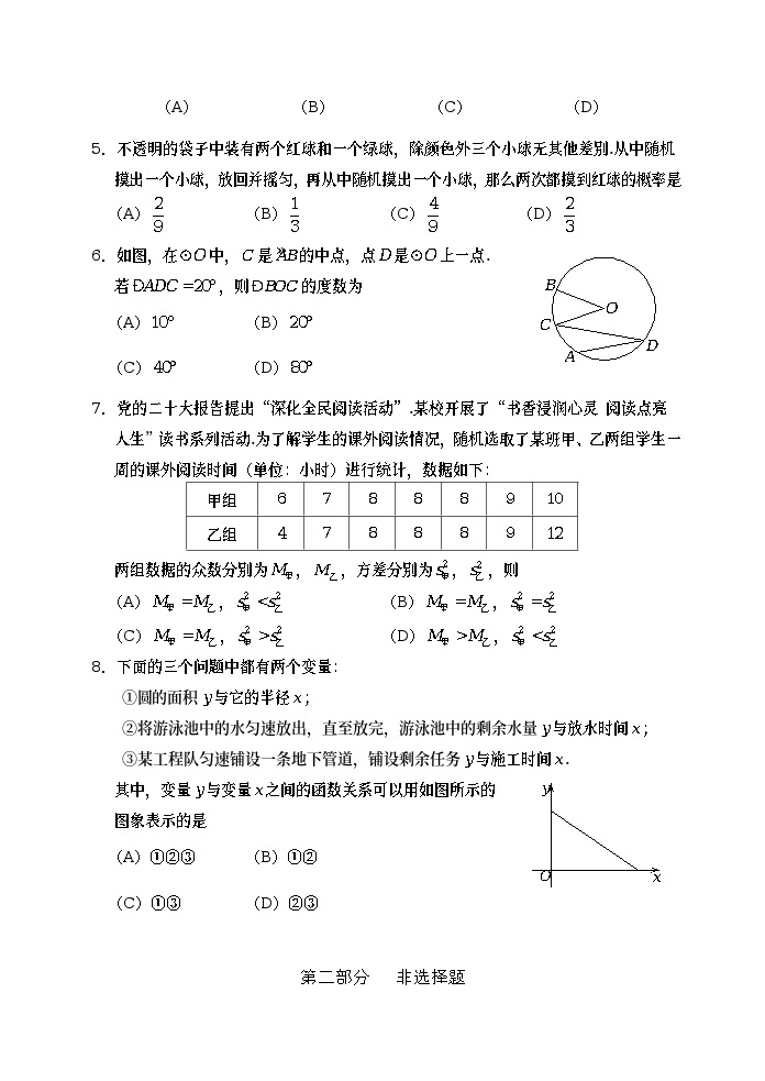 2023年北京市石景山区九年级中考一模数学试题02
