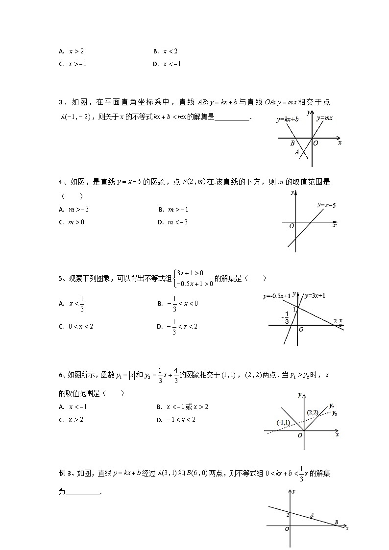 【精品同步】数学同步培优练习八年级下册19.5 一次函数与一次不等式(知识梳理+含答案)03