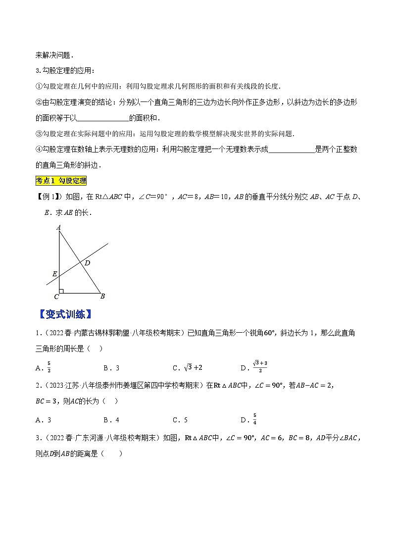 专题1.2勾股定理精讲精练(12大易错题型深度导练)-八年级数学下学期复习备考高分秘籍人教版02