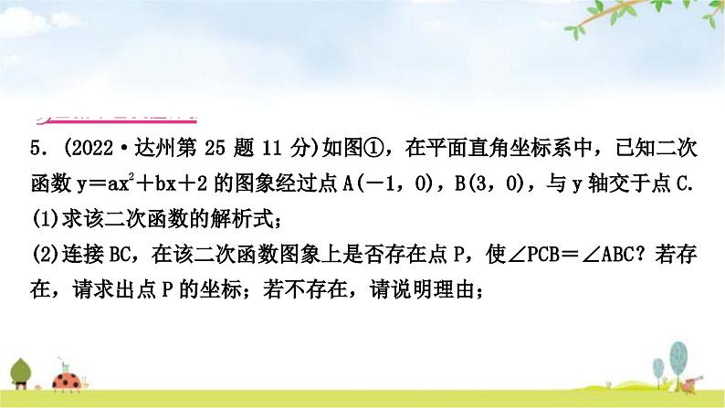 中考数学复习重难点突破二次函数与几何综合题类型五:二次函数与角度问题教学课件02