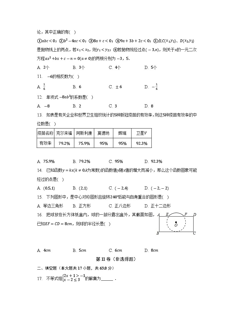 2023年上海市金山区中考数学二模试卷(含答案)第3页