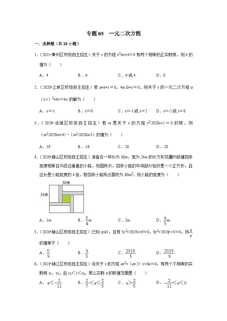 专题05 一元二次方程-全国初三数学自主招生专题大揭秘(含答案详解)第1页