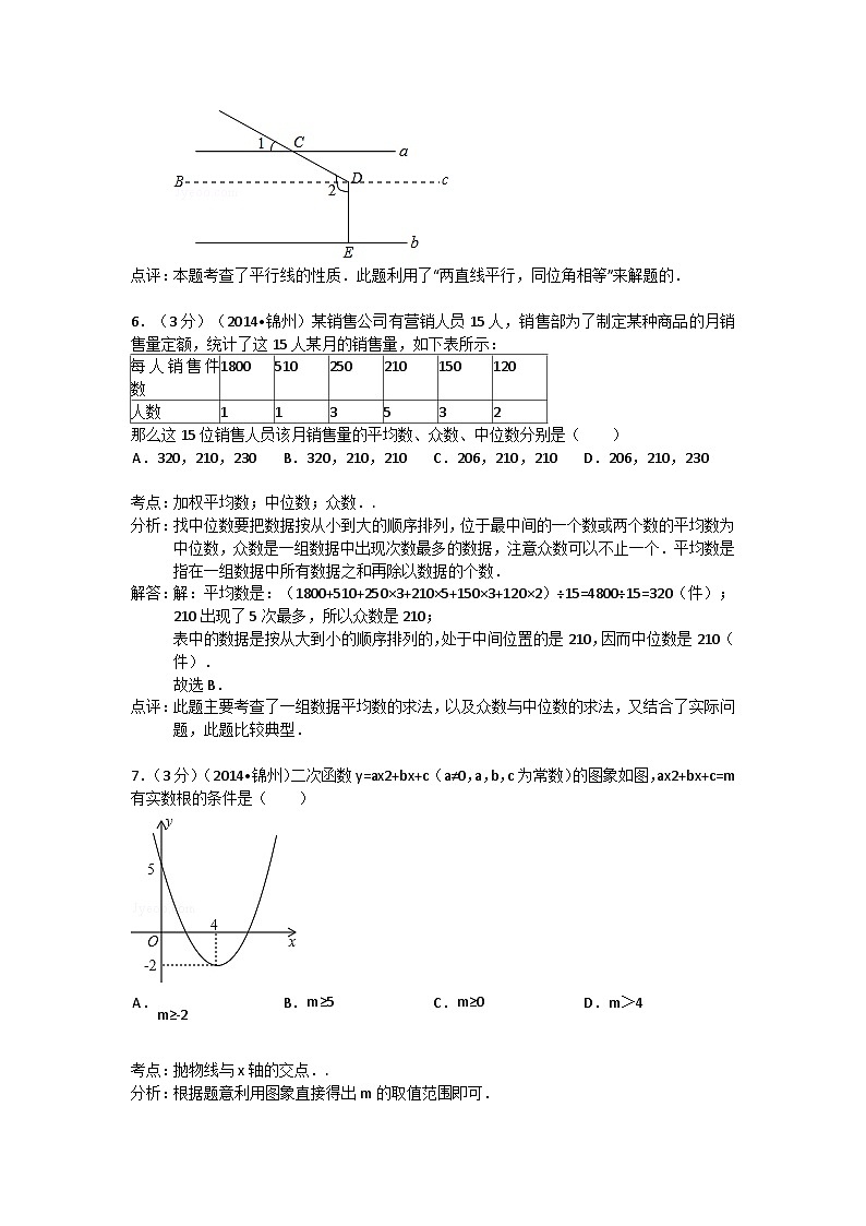 锦州市2018年中考数学试卷及答案(word解析版)03