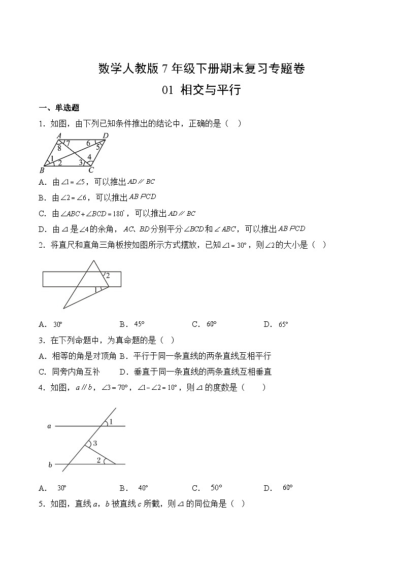 数学人教版7年级下册期末复习专题卷 0102