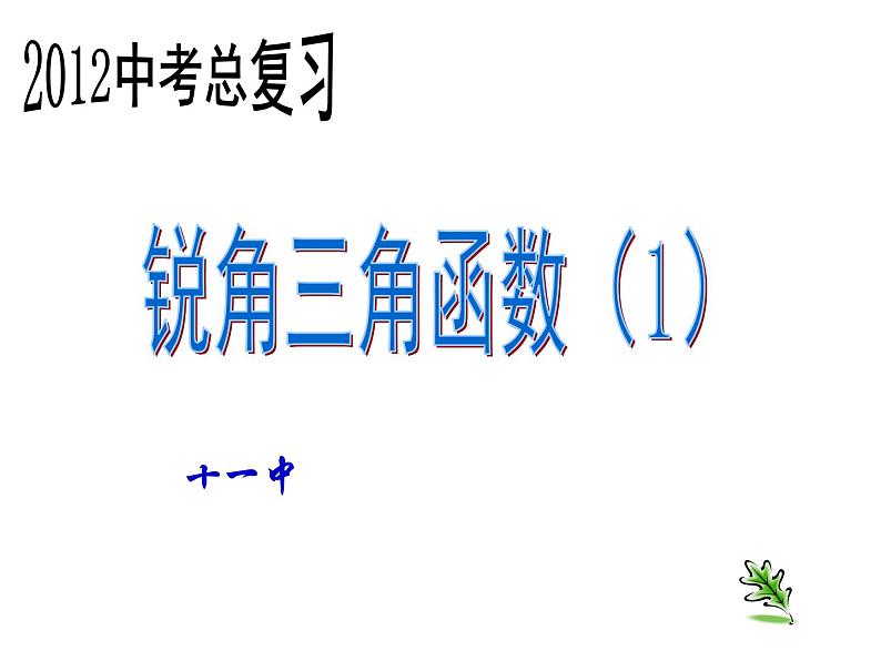 公开课:《锐角三角函数复习》课件PPT第1页