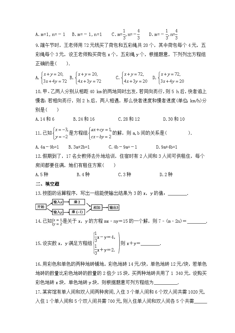 湘教版数学七年级下册《二元一次方程组》期末复习卷(含答案)02