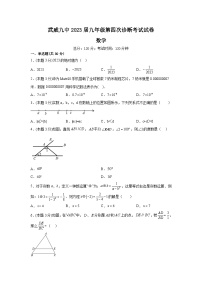 甘肃省武威市第九中学2023年中考第四次诊断考试数学试卷（含答案）