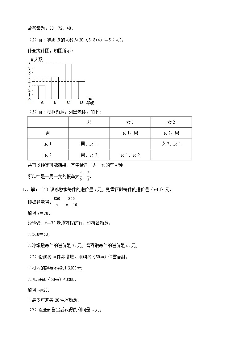 数学(深圳卷)2023年中考考前最后一卷(参考答案)第2页