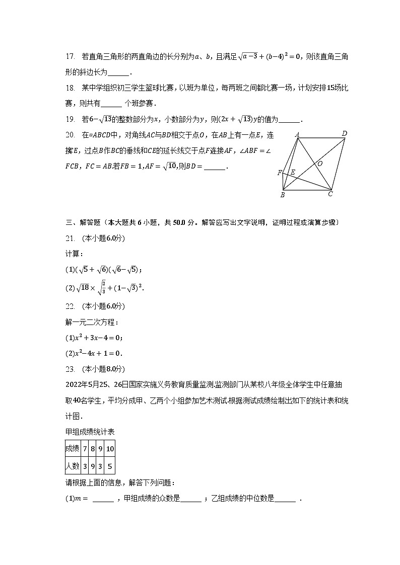 2022-2023学年浙江省绍兴市嵊州市剡城中学教育集团八年级(下)期中数学试卷(含解析)03