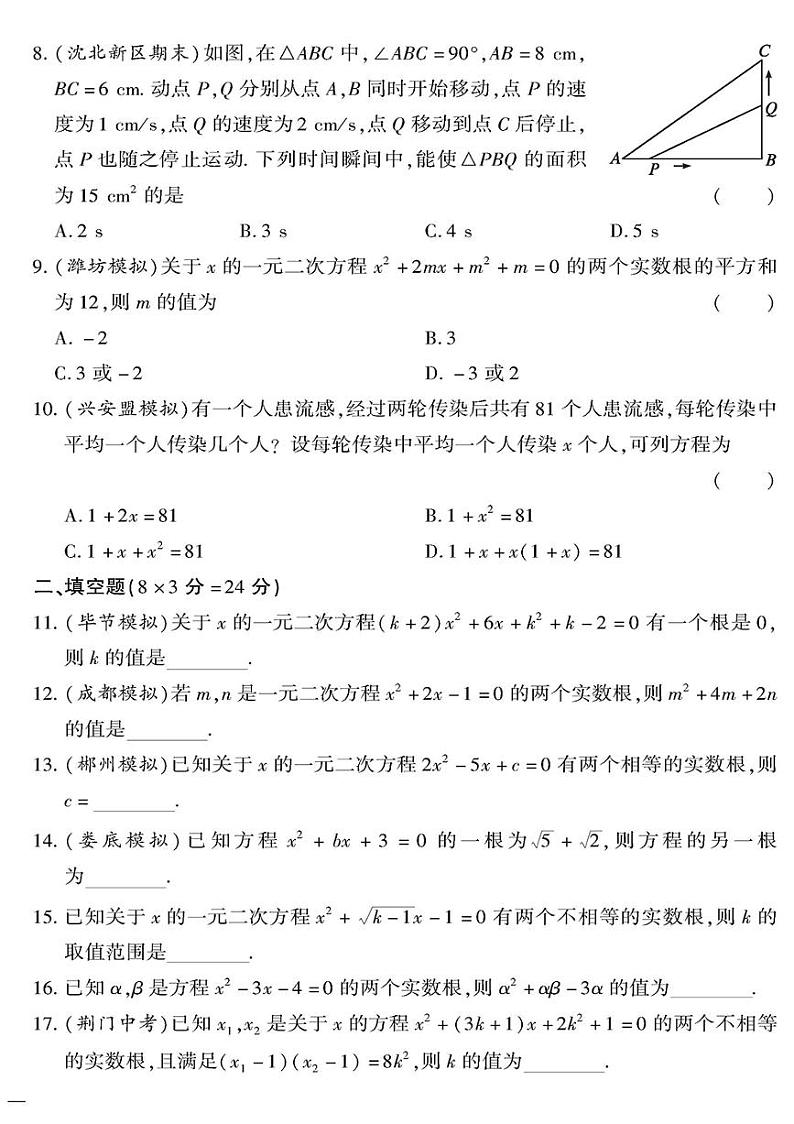 (2023秋)(初中)-北师版数学(九年级全一册上)- 专题二 一元二次方程02