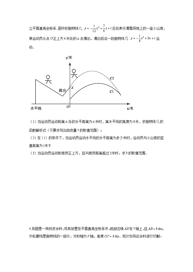 中考数学二轮复习重难点复习题型08 函数的实际应用 类型四 抛物线型问题(专题训练)(2份打包,原卷版+解析版)03