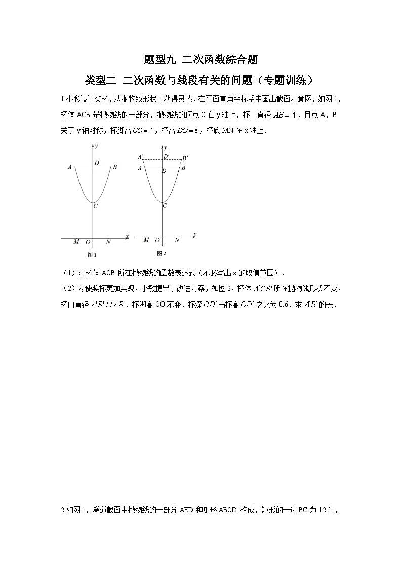 中考数学二轮复习重难点复习题型09 二次函数综合题 类型二 二次函数与线段有关的问题(专题训练)(2份打包,原卷版+解析版)01