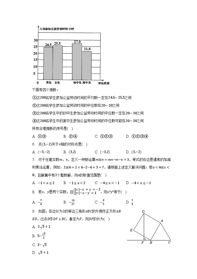 2023年浙江省衢州市龙游县占家中学中考数学一模试卷(含解析)02