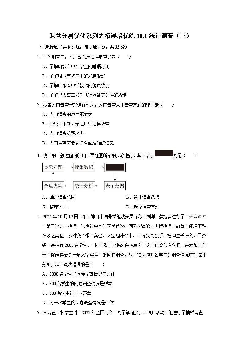 课堂分层优化系列之拓展培优练10.1统计调查(三)01