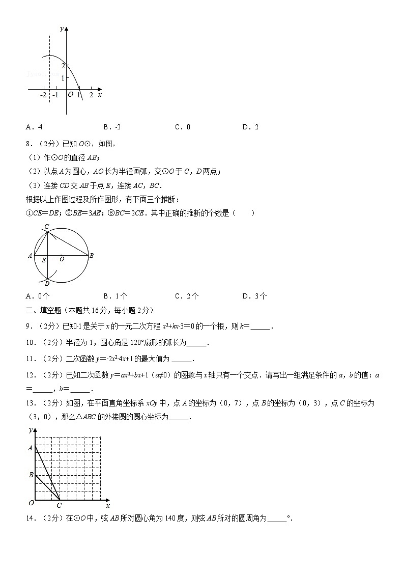 2021北京四中初三(上)期中数学(教师版) 试卷02