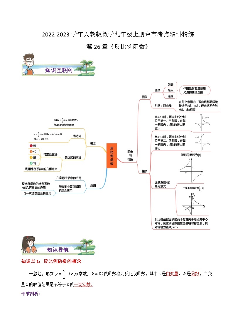 第26章《反比例函数》——【期末复习】九年级数学下册章节知识点+思维导图+练习学案（人教版）01