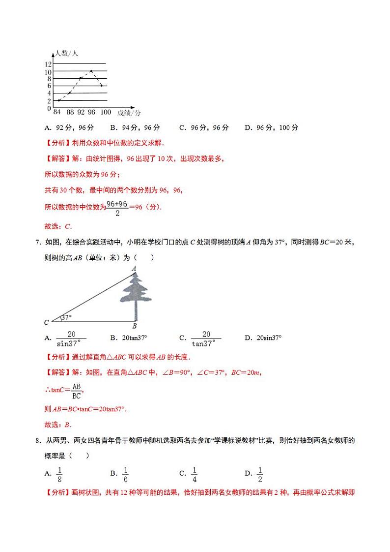 2023年中考考前最后一卷:数学(湖南长沙卷)(全解全析)03