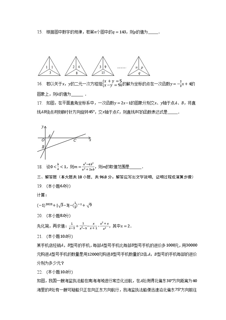 2023年黑龙江省大庆重点学校中考数学六模试卷第3页