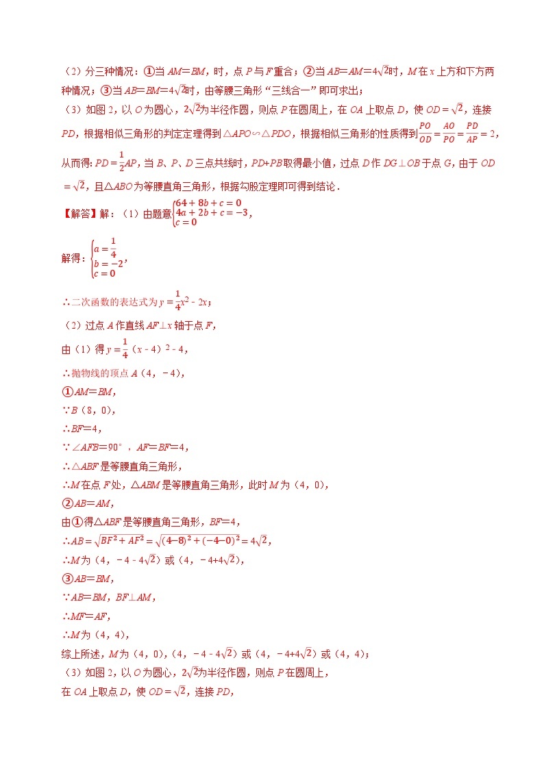 2023年中考数学压轴题专项训练 压轴题11二次函数与圆综合问题（试题+答案）02