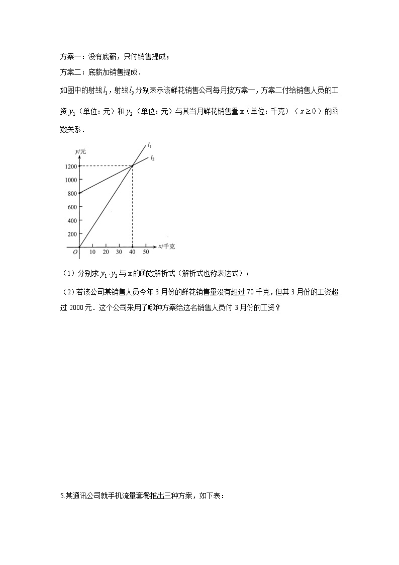 题型八 函数的实际应用 类型一 最优方案问题（专题训练）-中考数学二轮复习讲练测（全国通用）02