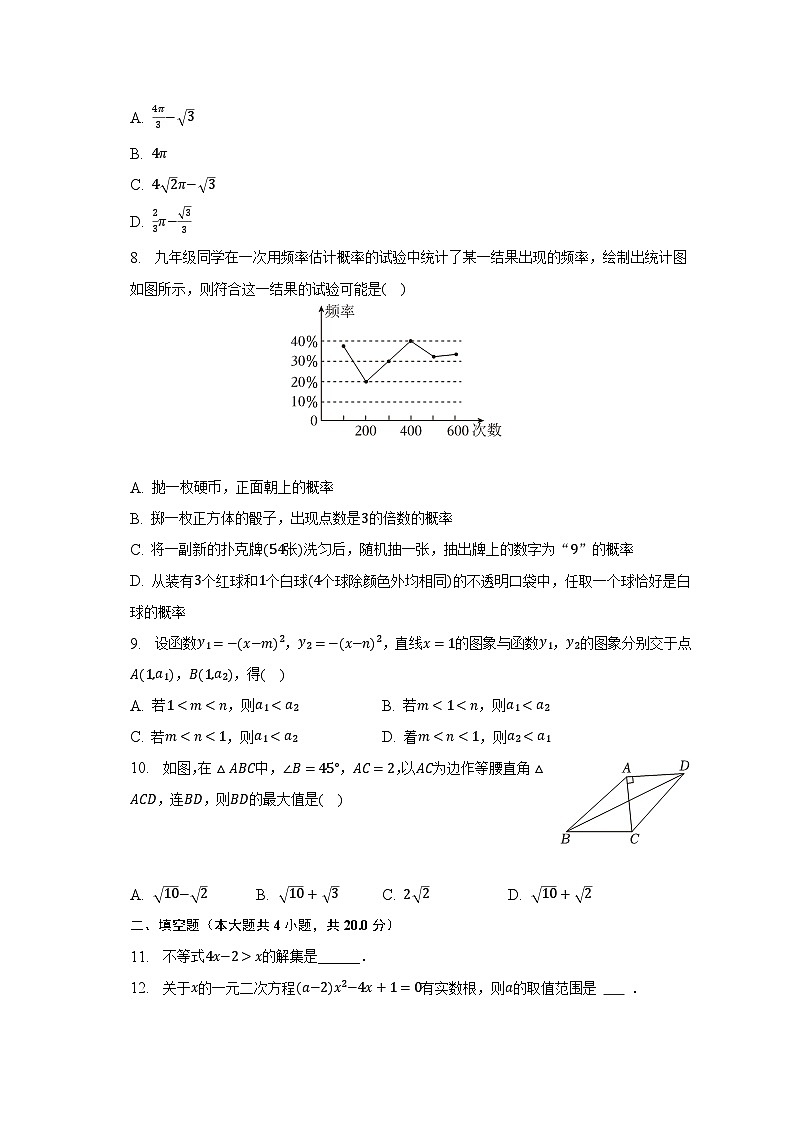 2023年安徽省合肥市瑶海区众望初级中学中考数学一模试卷(含解析)02