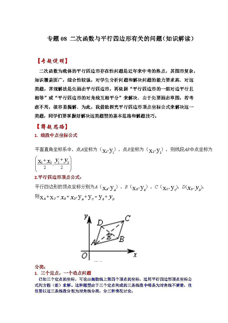 专题08 二次函数与平行四边形有关的问题(知识解读)-备战中考数学《重难点解读•专项训练》(全国通用)01