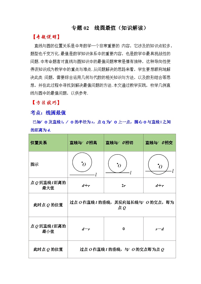 专题02 线圆最值（知识解读）-备战中考数学《重难点解读•专项训练》（全国通用）