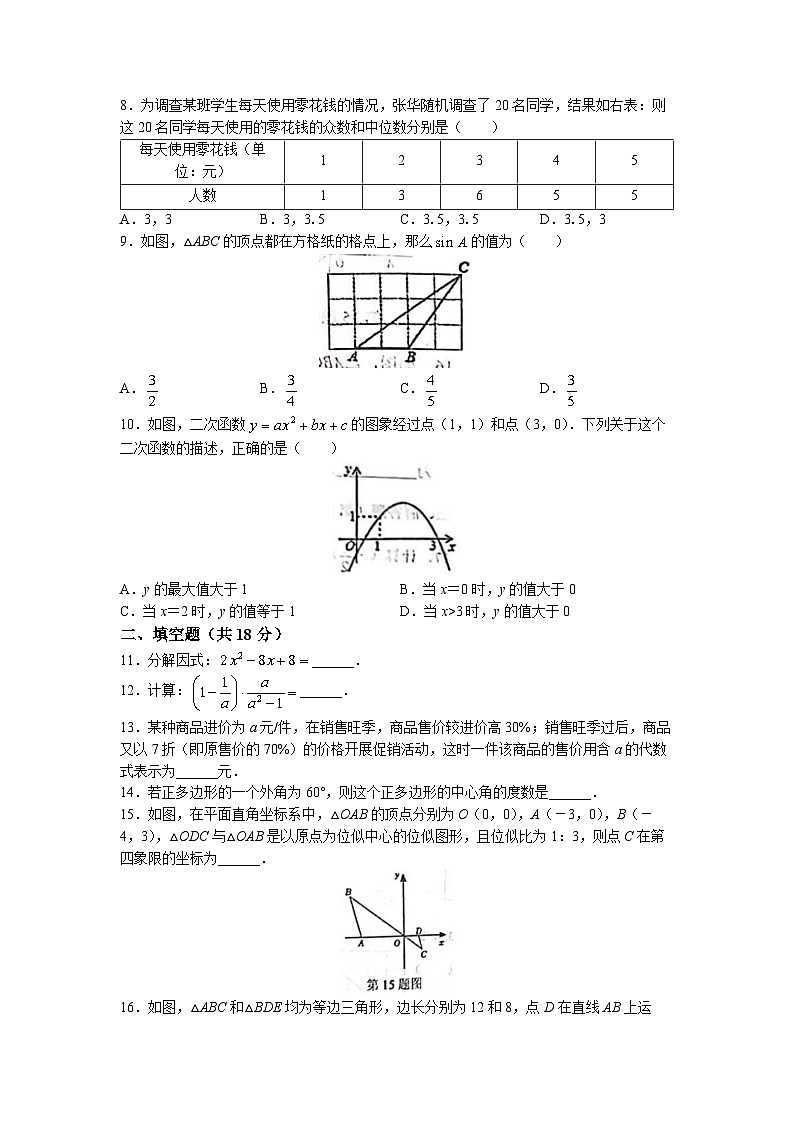 2023年辽宁省沈阳市一二六中学中考三模数学试题(无答案)第2页