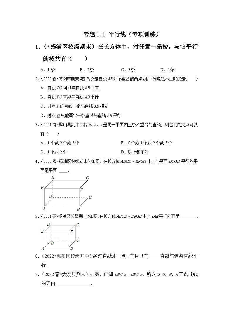 专题1.1 平行线（专项训练）-七年级数学下册《同步考点解读•专题训练》（浙教版）01