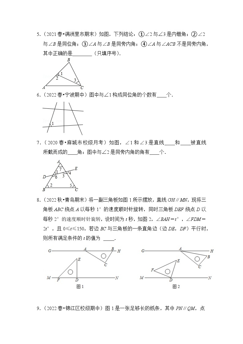 （培优特训）专项1.1 平行线和三线八角-七年级数学下册《同步考点解读•专题训练》（浙教版）02