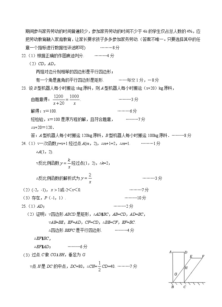 江苏省连云港市东海县2021-2022学年八年级下学期期末考试数学参考答案与评分建议第2页