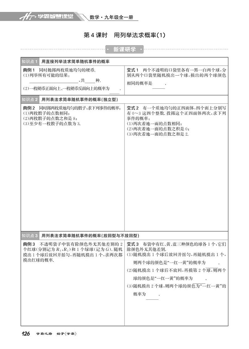 25.4&25.5 用列举法求概率 试卷01