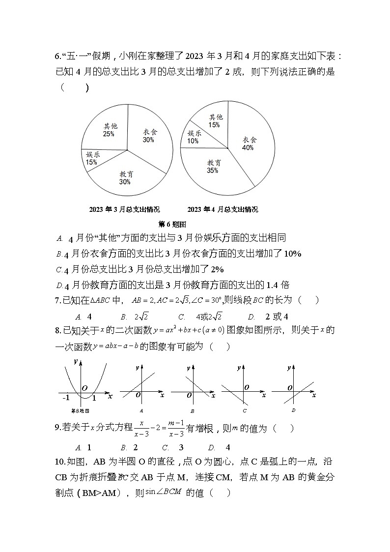 2023年合肥市中考“最后一卷”(模拟卷)数学试卷(含答案)第2页