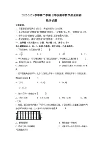 安徽省芜湖市部分学校2022-2023学年七年级下学期期中教学质量检测数学试卷(含答案)