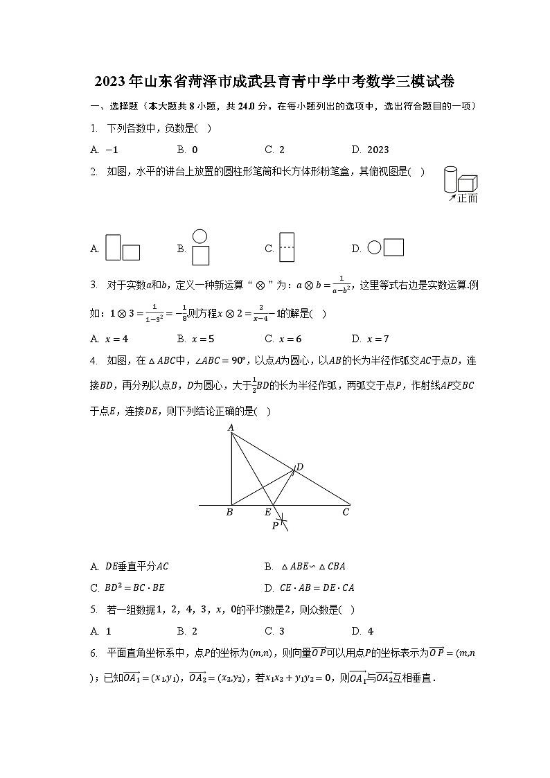 2023年山东省菏泽市成武县育青中学中考数学三模试卷(含解析)第1页