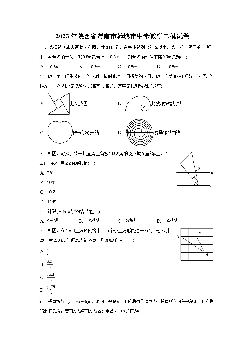 2023年陕西省渭南市韩城市中考数学二模试卷(含解析)第1页