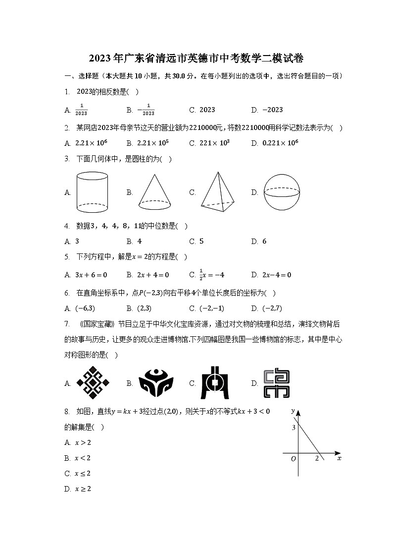 2023年广东省清远市英德市中考数学二模试卷(含解析)01