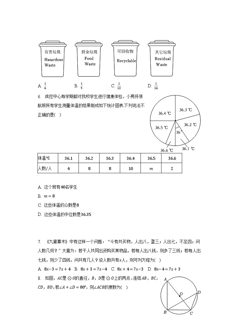 2022-2023學(xué)年福建省漳州市詔安縣祺才學(xué)校九年級（下）期中數(shù)學(xué)試卷（含解析）第2頁