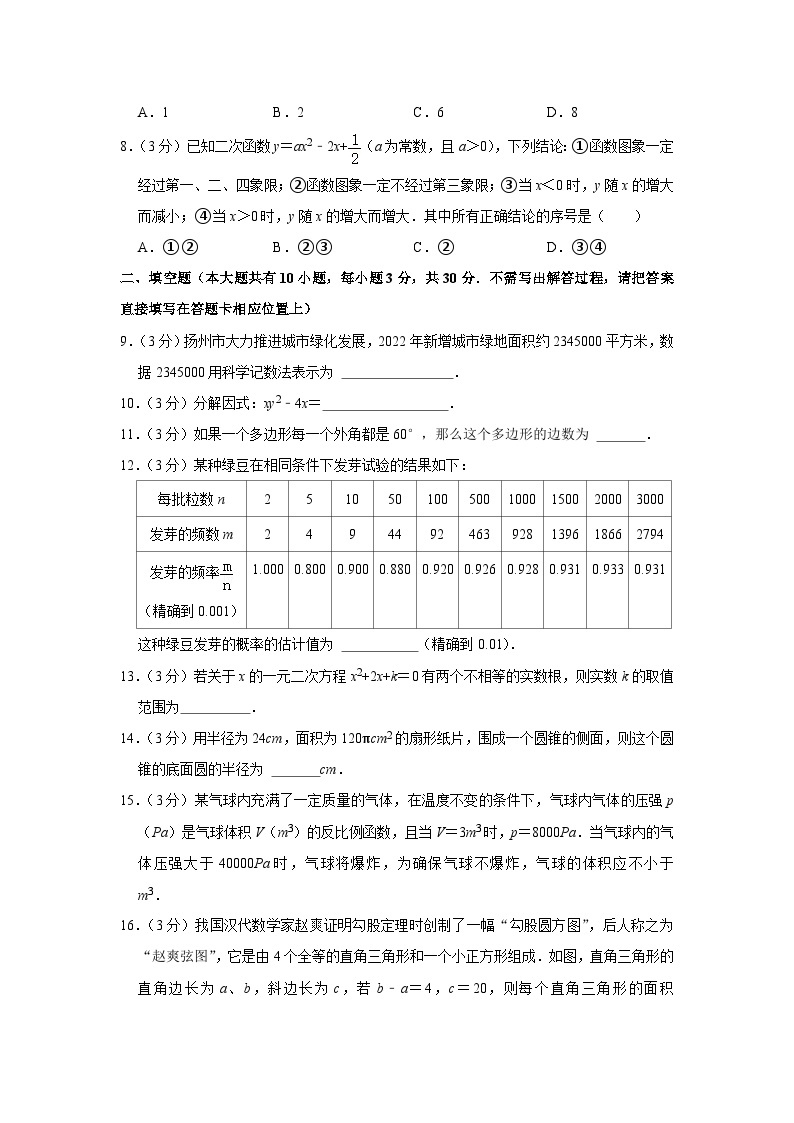 2023年江苏省扬州市中考数学试卷（含答案解析）02