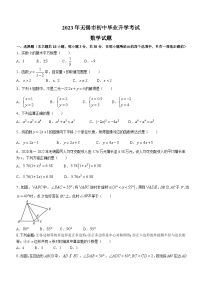 2023年江苏省无锡市中考数学真题  (无答案)