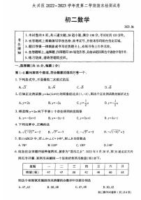 北京市大兴区2022-2023八年级初二下学期期末数学试卷+答案