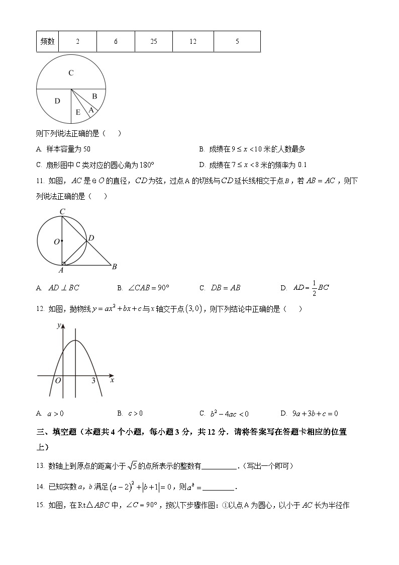 2023年湖南省湘潭市中考数学真题03