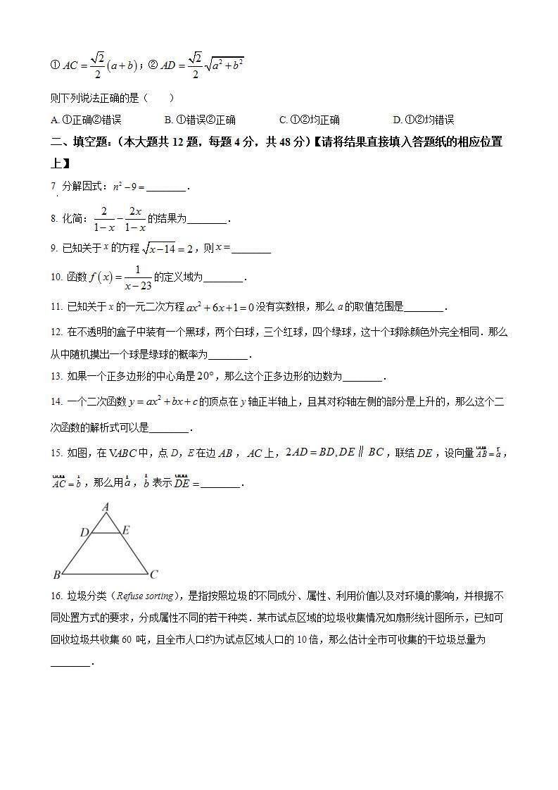 2023年上海市中考数学真题02