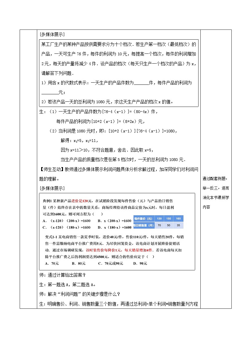 人教版初中数学九年级上册21.3.3《 实际问题与一元二次方程(利润问题、表格问题和动点问题)》 课件+教案+导学案+分层作业(含教师学生版和教学反思)03