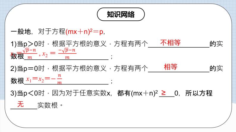 人教版初中数学九年级上册《 第二十一章 一元二次方程（章末总结）》 课件+单元测试（含教师学生版）07