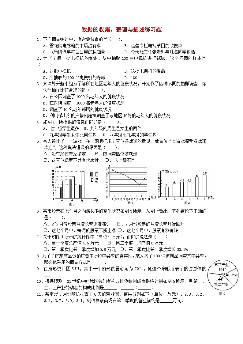 2023七年级数学下册第十章数据的收集整理与描述练习题新版新人教版第1页