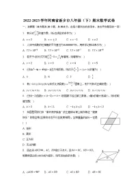 2022-2023学年河南省新乡市八年级（下）期末数学试卷（含解析）