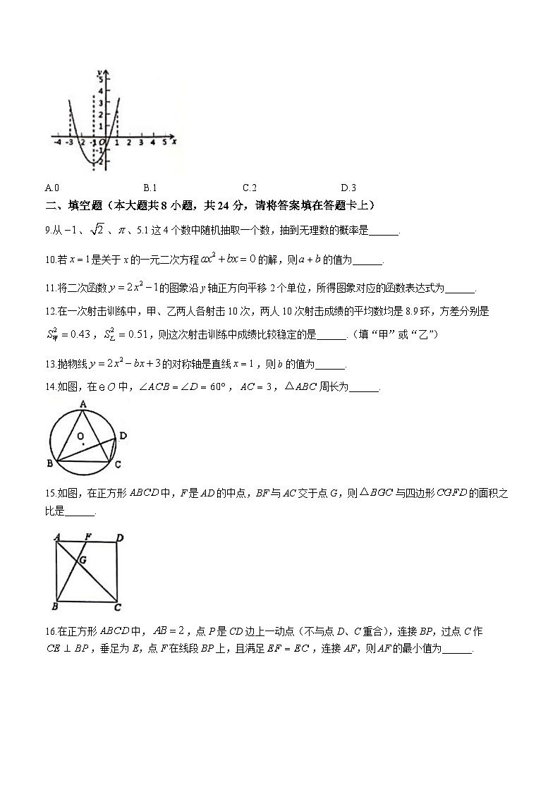 江苏省淮安市涟水县2022-2023学年九年级上学期期末数学试题(含答案)第2页